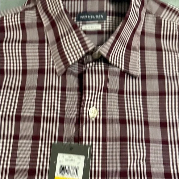 Van Heusen Maroon Plaid Men's Shirt - Picture 3 of 6